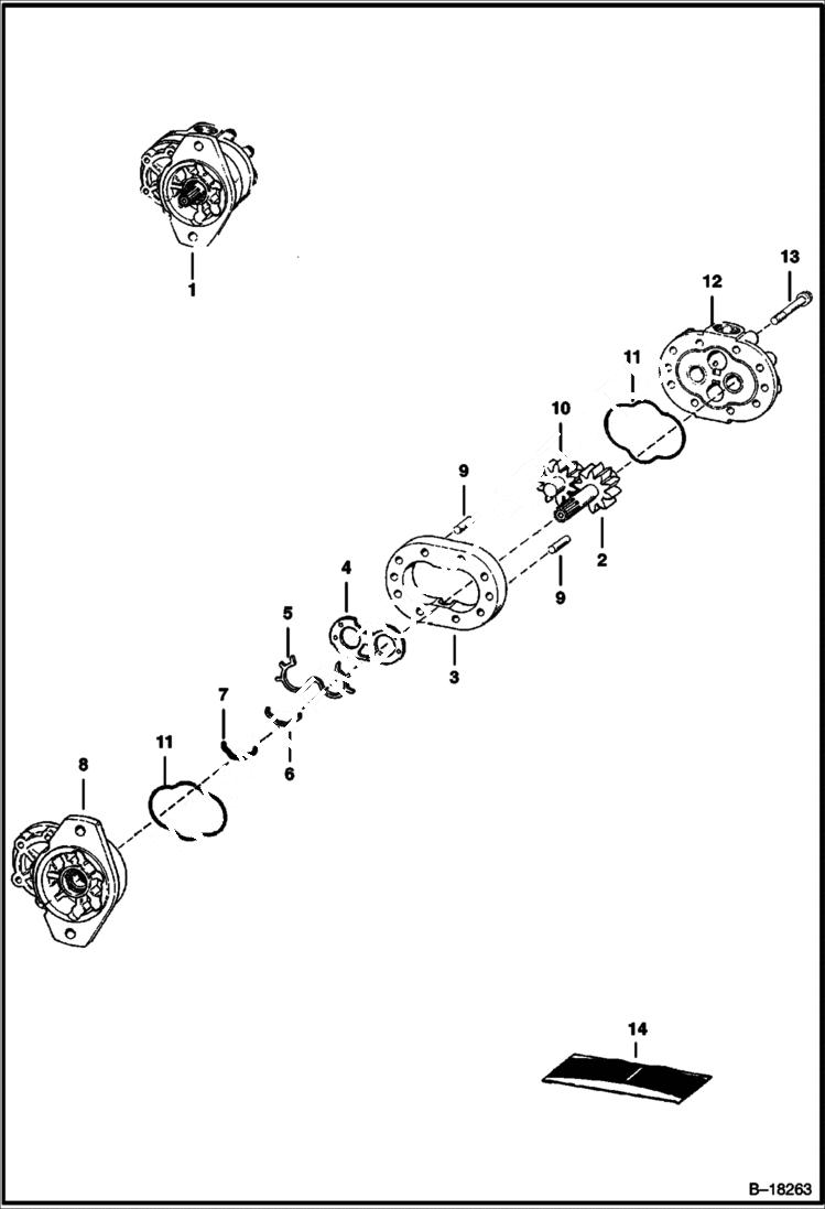 Схема запчастей Bobcat 800s - GEAR PUMP (#25306 RCA) (S/N 14999 & Below) HYDROSTATIC SYSTEM