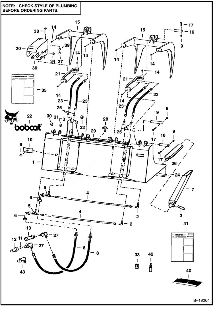 Схема запчастей Bobcat GRAPPLES - INDUSTRIAL GRAPPLE 68 (1727mm) Bucket & 78 (1981mm) Fork Loader