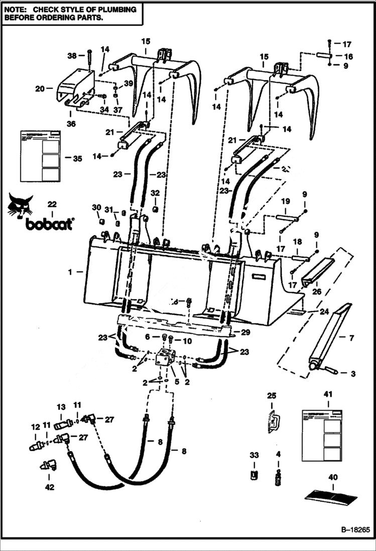 Схема запчастей Bobcat GRAPPLES - INDUSTRIAL GRAPPLE 68 (1727mm) Bucket & 78 (1981mm) Fork Loader