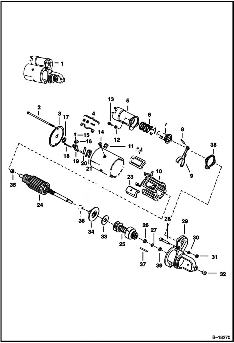 Схема запчастей Bobcat 800s - STARTER (Delco 1998379) ELECTRICAL SYSTEM