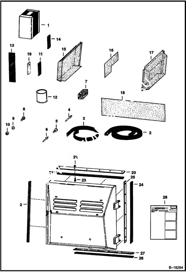 Схема запчастей Bobcat 800s - AIR SEAL/SCREEN KIT ACCESSORIES & OPTIONS