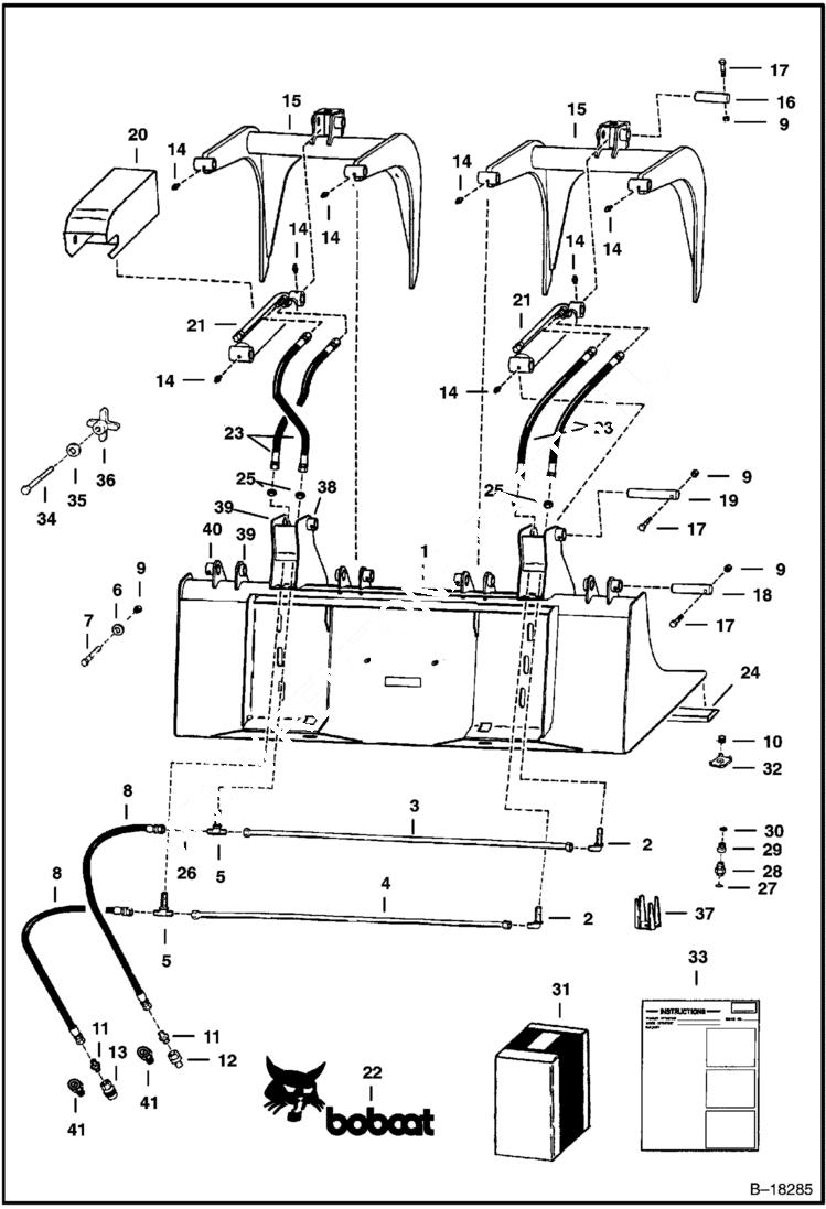 Схема запчастей Bobcat GRAPPLES - INDUSTRIAL GRAPPLE - 68 2400 Series - S/N 00186 & Below Loader