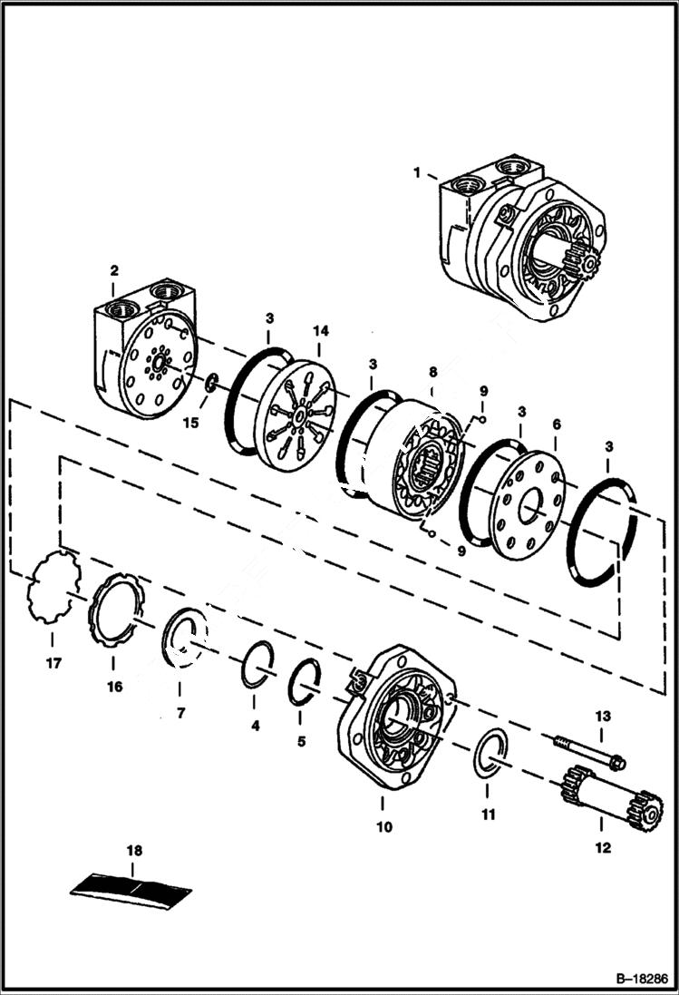 Схема запчастей Bobcat 341 - SWING MOTOR (S/N 515411001 - 515411496) HYDRAULIC SYSTEM