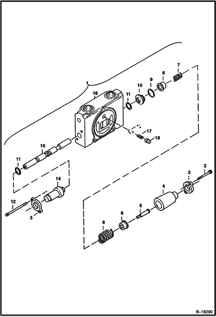 Схема запчастей Bobcat 341 - VALVE SECTION (Auxiliary & Swing) HYDRAULIC SYSTEM