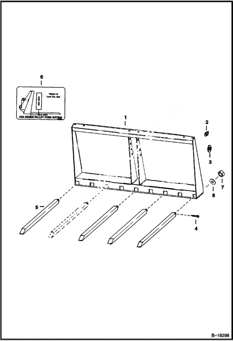 Схема запчастей Bobcat UTILITY FORKS - UTILITY FORK - Farmboy/440B Pin Mount Loader