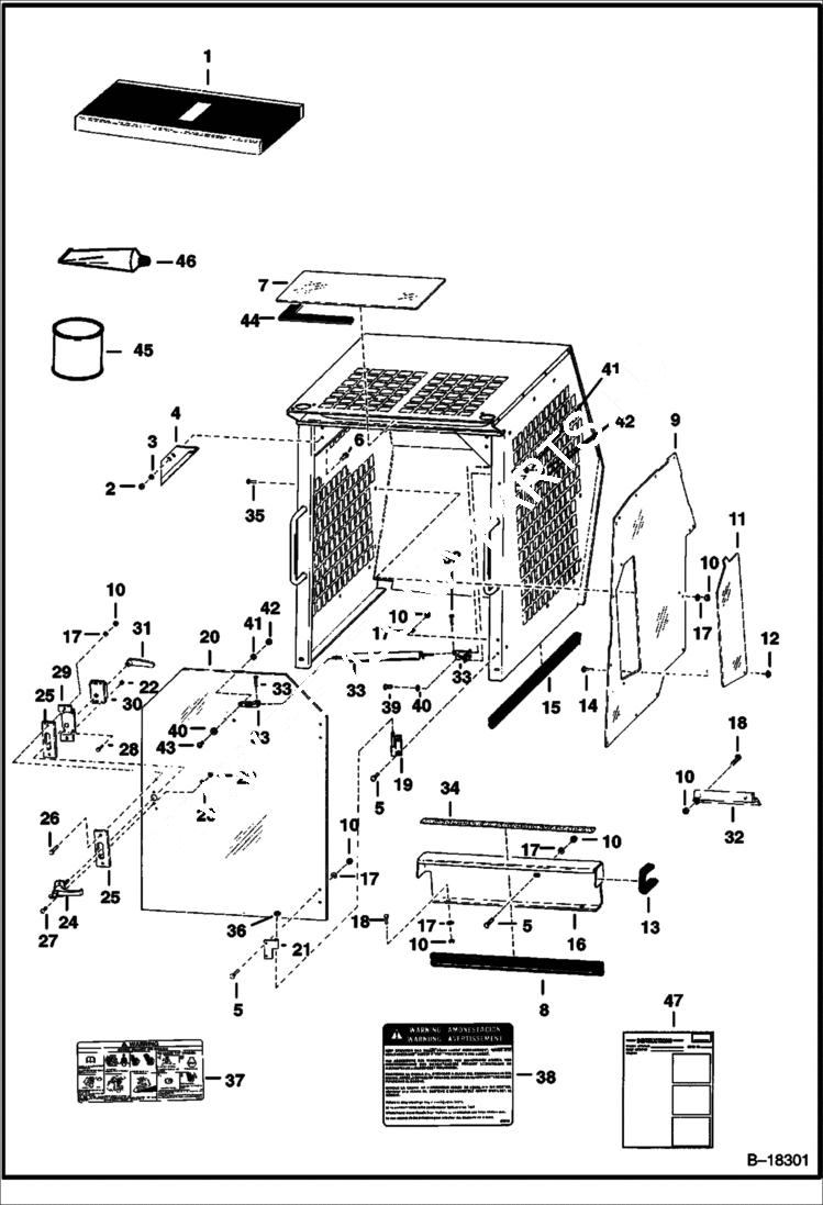 Схема запчастей Bobcat 800s - CAB ENCLOSURE (S/N 19999 & Below) ACCESSORIES & OPTIONS