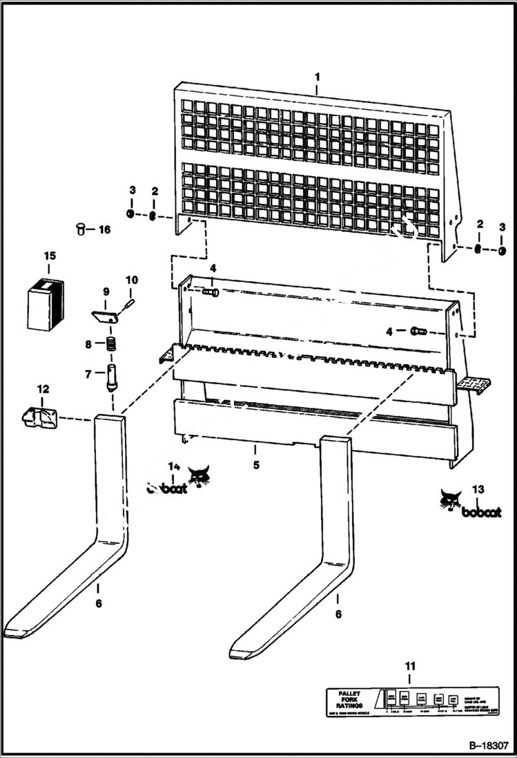 Схема запчастей Bobcat PALLET FORKS - PALLET FORK (Use on 900 Series) Loader