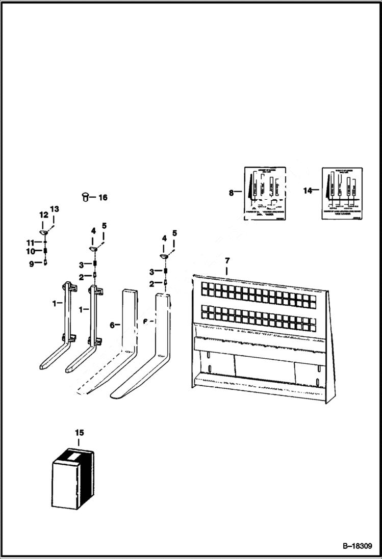 Схема запчастей Bobcat PALLET FORKS - PALLET FORK (Use on 1600, 2000) Loader