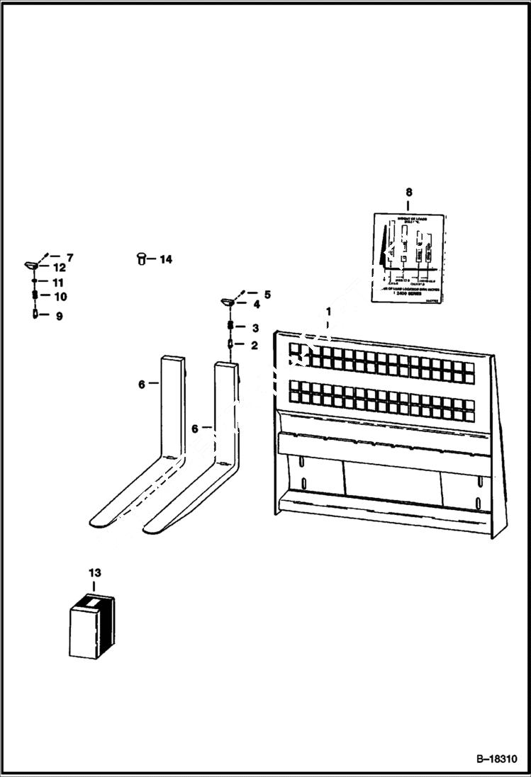 Схема запчастей Bobcat PALLET FORKS - PALLET FORK (Use on 2400 Series) Loader