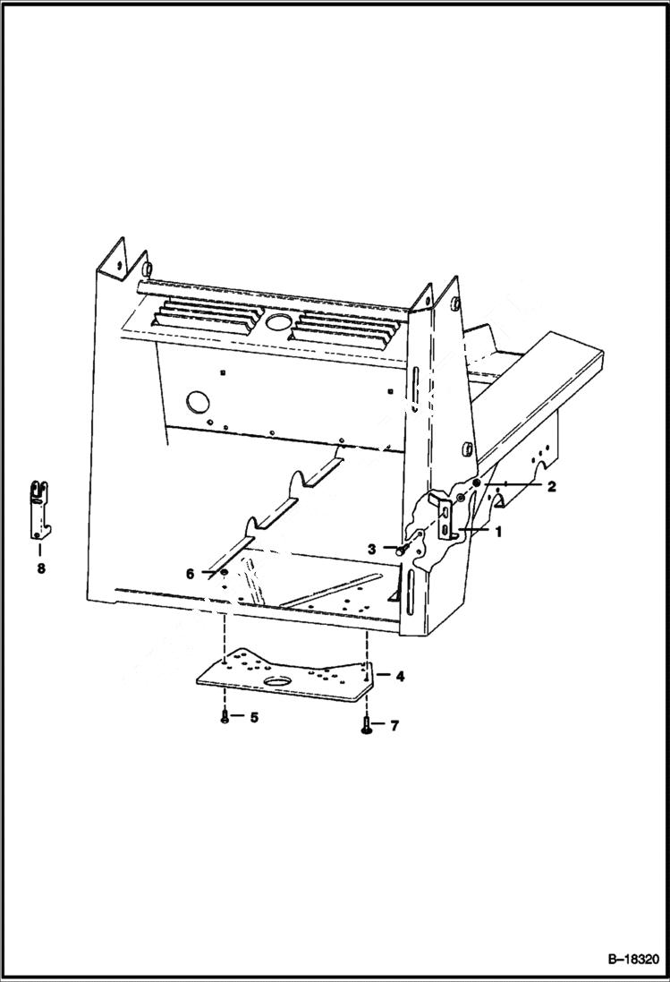 Схема запчастей Bobcat 800s - DOOR STOP & TOW HITCH (For European Export Kit) ACCESSORIES & OPTIONS