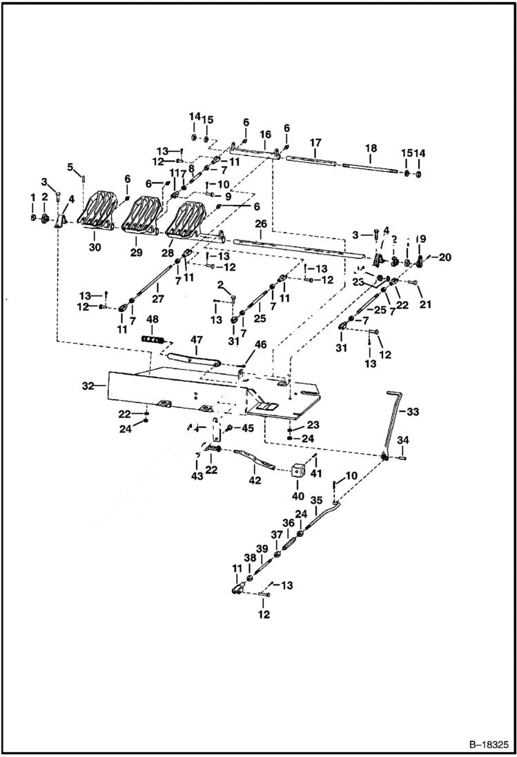 Схема запчастей Bobcat 900s - FOOT PEDAL & CLUTCH LINKAGE (Self-Leveling Valve) HYDRAULIC SYSTEM