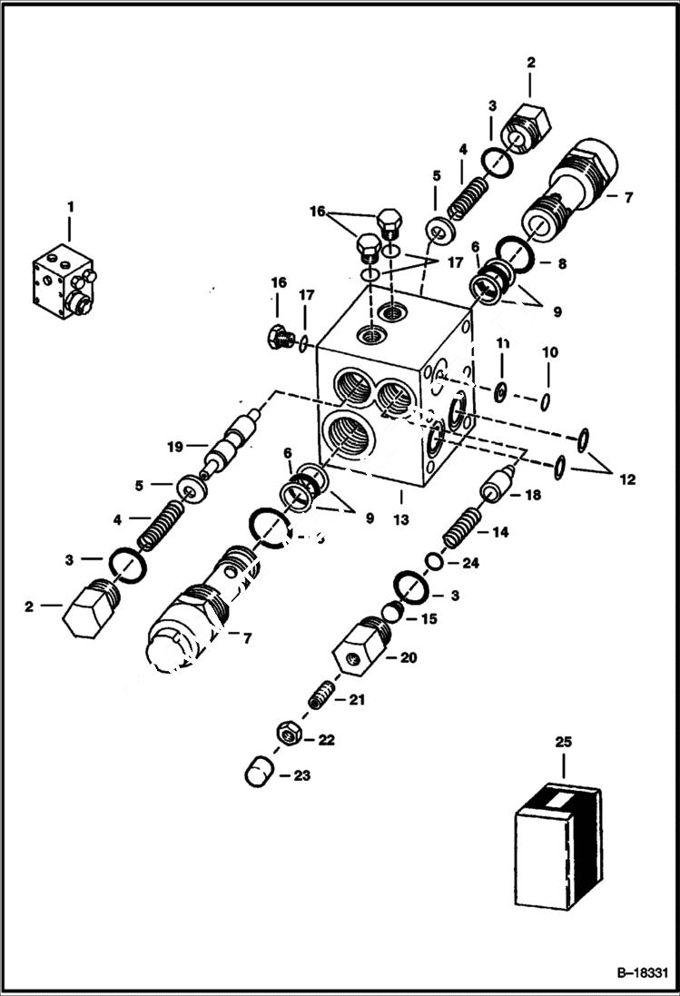 Схема запчастей Bobcat 900s - MOTOR MANIFOLD VALVE (Motor Model 23-4501AA-JFBJ) HYDROSTATIC SYSTEM