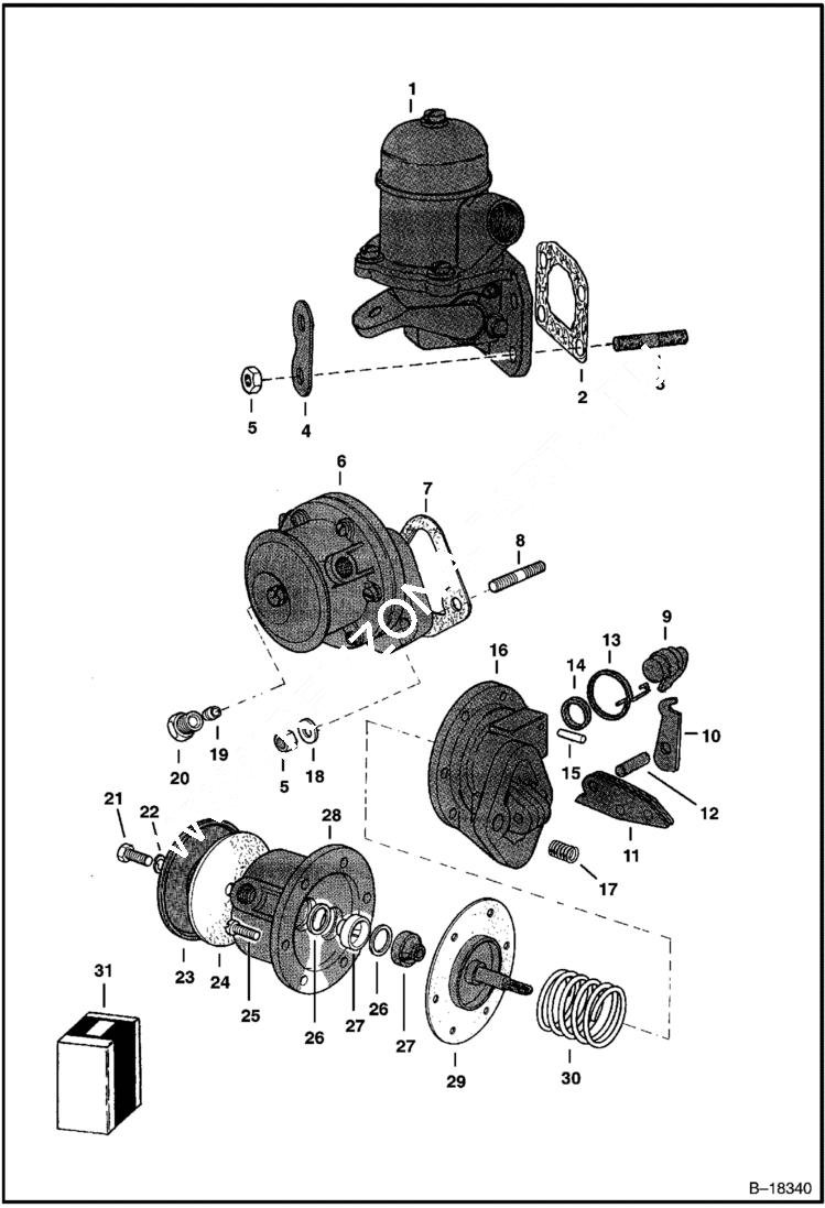 Схема запчастей Bobcat 900s - FUEL PUMP (Perkins) POWER UNIT