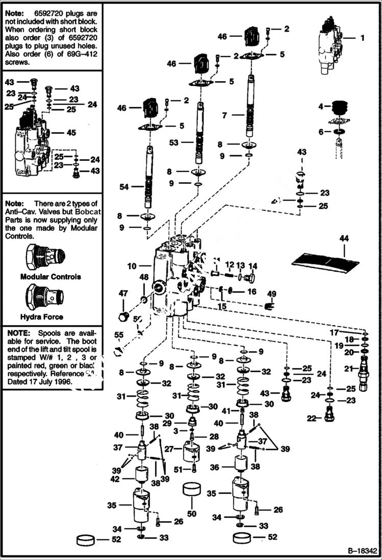 Схема запчастей Bobcat 600s - HYDRAULIC CONTROL VALVE HYDRAULIC SYSTEM