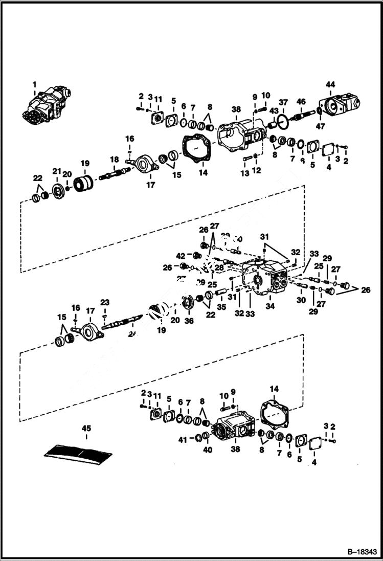 Схема запчастей Bobcat 600s - HYDROSTATIC PUMP HYDROSTATIC SYSTEM