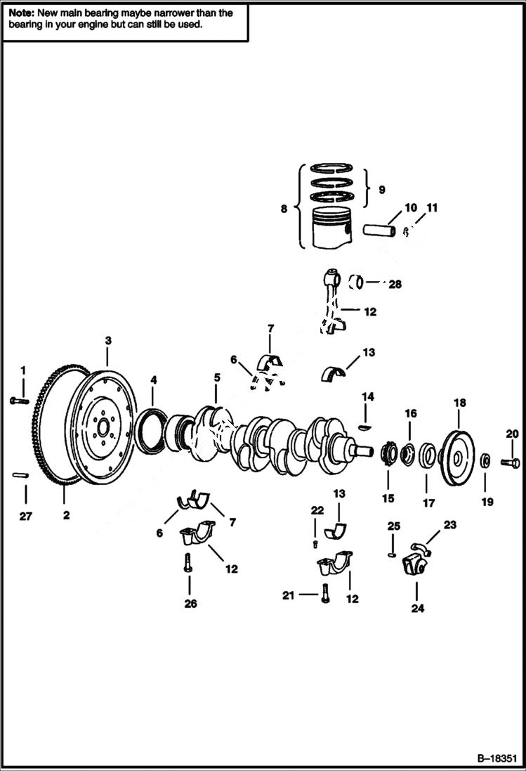 Схема запчастей Bobcat 700s - CRANKSHAFT & PISTON (Ford Engine) POWER UNIT