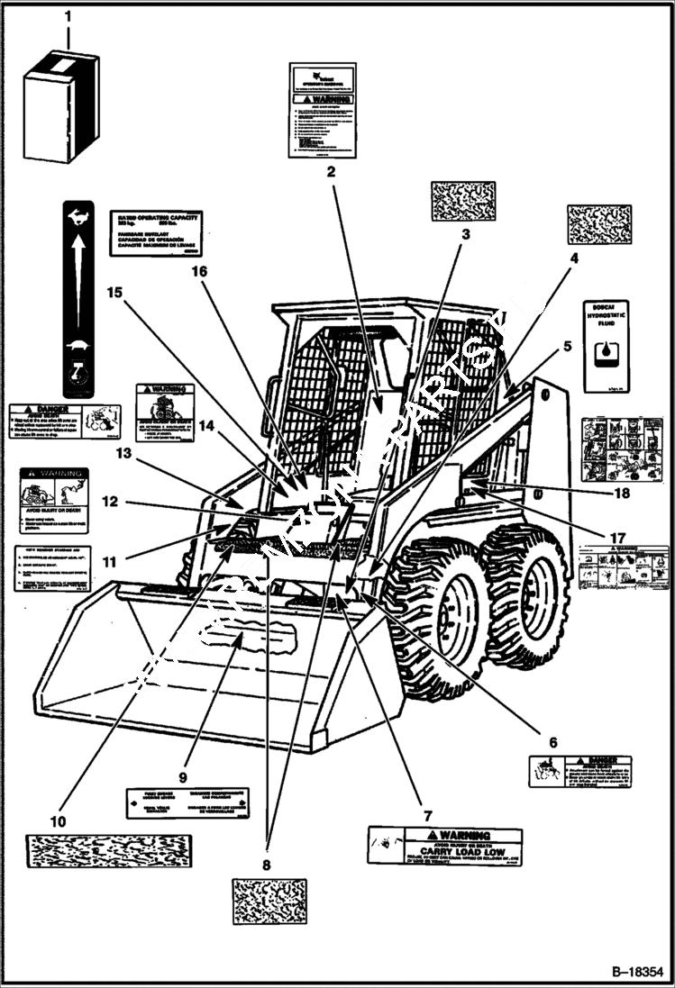 Схема запчастей Bobcat 600s - DECALS ACCESSORIES & OPTIONS