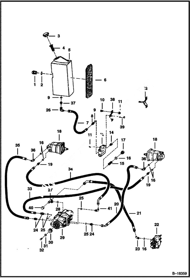 Схема запчастей Bobcat 600s - HYDROSTATIC CIRCUITRY (S/N 31104 & Above) HYDROSTATIC SYSTEM