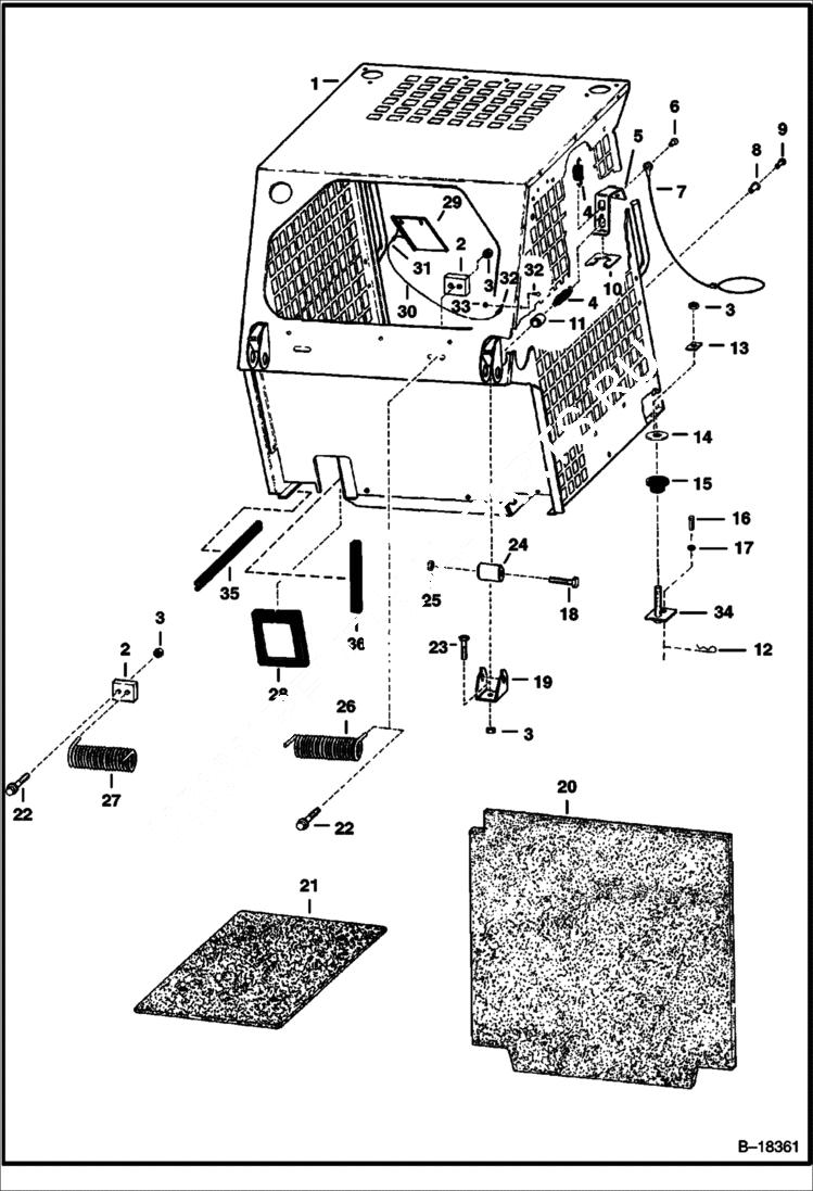 Схема запчастей Bobcat 800s - OPERATOR CAB (S/N 19999 & Below) MAIN FRAME