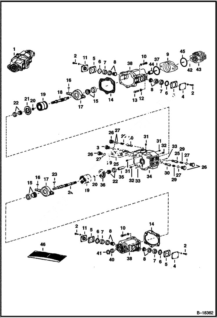 Схема запчастей Bobcat 600s - HYDROSTATIC PUMP (S/N 31104 & Above) HYDROSTATIC SYSTEM