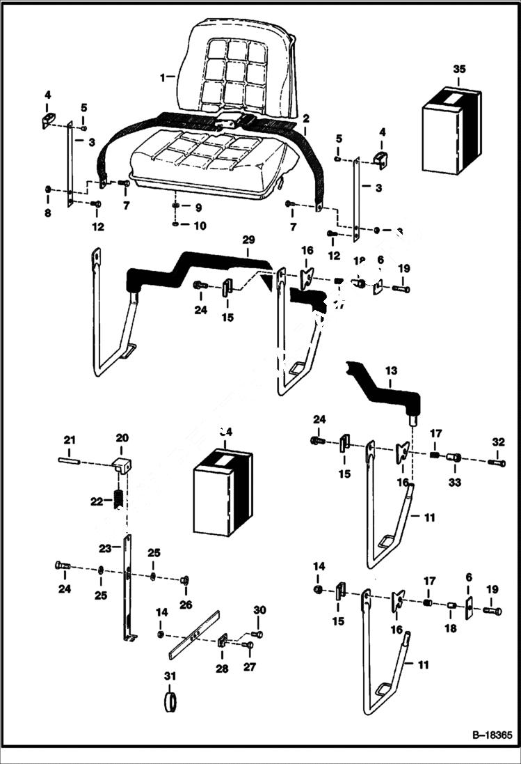 Схема запчастей Bobcat 800s - SEAT & SEAT BAR MAIN FRAME