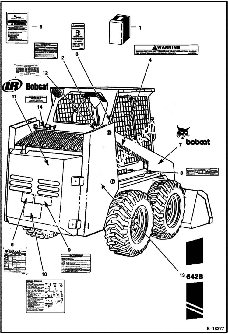 Схема запчастей Bobcat 600s - DECALS ACCESSORIES & OPTIONS