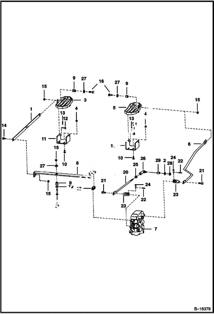 Схема запчастей Bobcat 800s - CONTROL PEDALS (S/N 13001 - 14999) HYDRAULIC SYSTEM