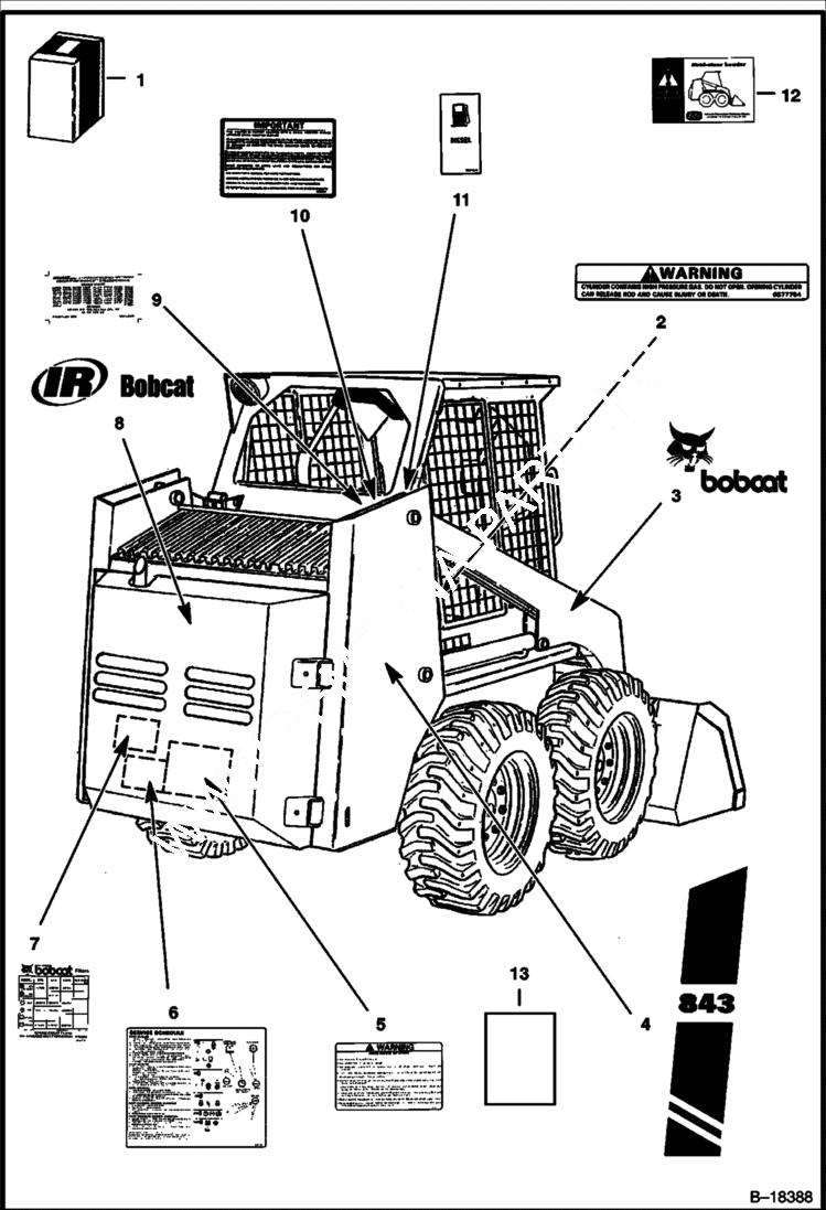 Схема запчастей Bobcat 800s - DECALS ACCESSORIES & OPTIONS