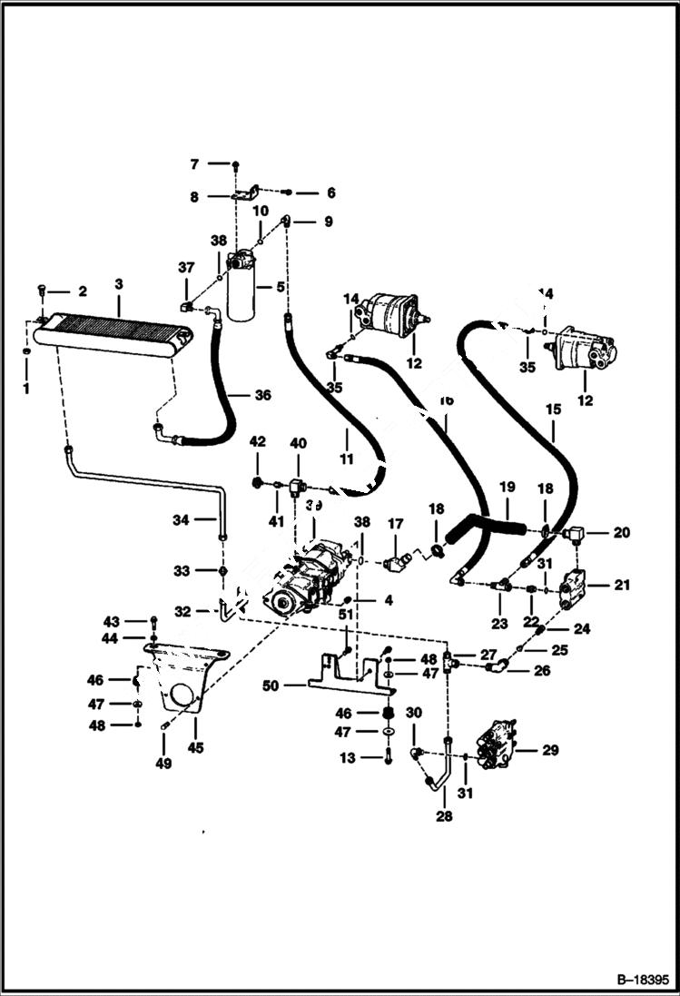 Схема запчастей Bobcat 600s - HYDROSTATIC CIRCUITRY (S/N 24946 & Above) HYDROSTATIC SYSTEM