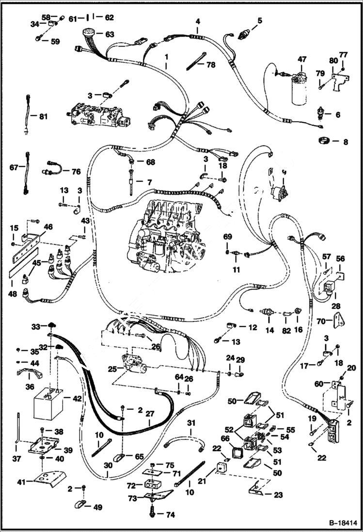 Схема запчастей Bobcat 800s - ENGINE ELECTRICAL CIRCUITRY (W/O B.O.S.S. Option) ELECTRICAL SYSTEM