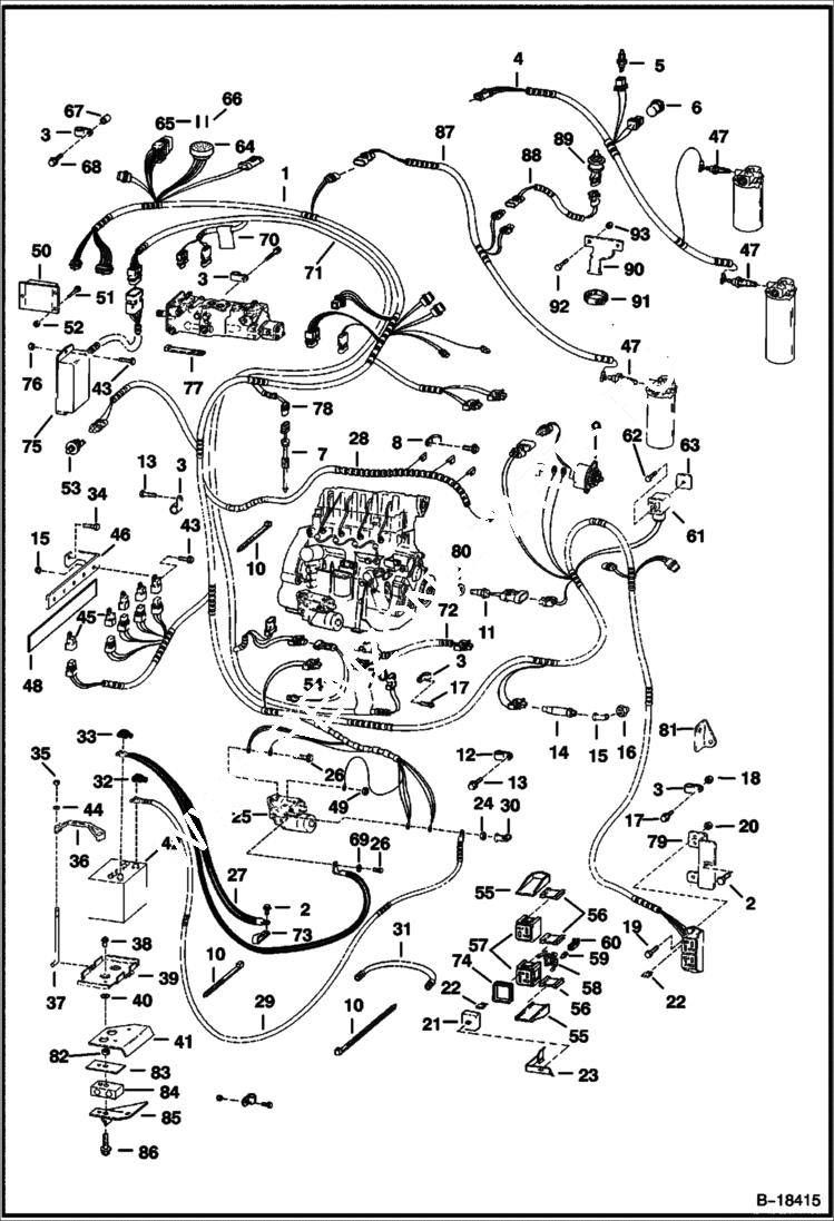 Схема запчастей Bobcat 800s - ENGINE ELECTRICAL CIRCUITRY (W/ B.O.S.S. Option) ELECTRICAL SYSTEM