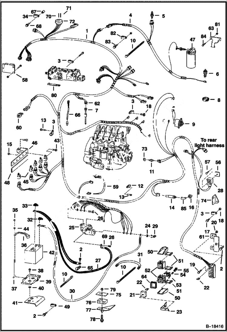 Схема запчастей Bobcat 800s - ENGINE ELECTRICAL CIRCUITRY (W/ B.O.S.S. Option) ELECTRICAL SYSTEM