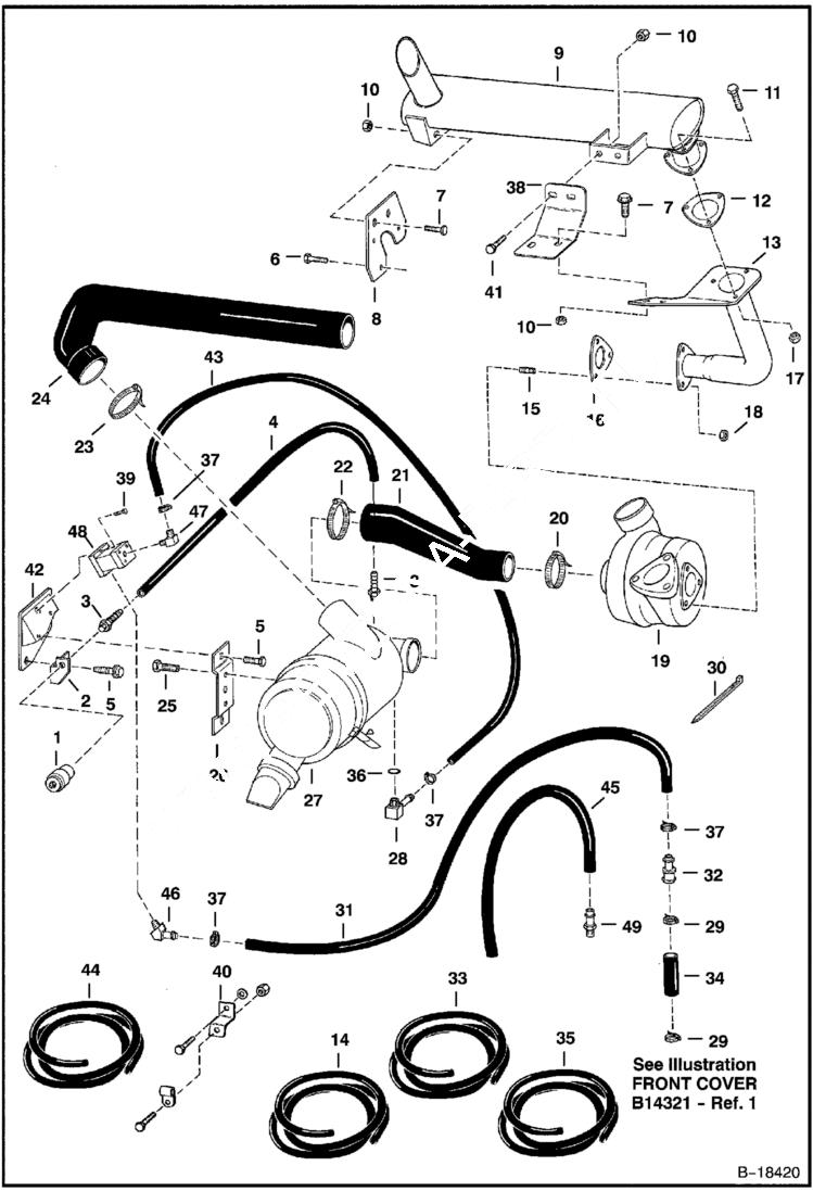 Схема запчастей Bobcat 800s - ENGINE & ATTACHING PARTS (Air Cleaner, Muffler) (S/N 5144 15609, 5145 11106, 5146 11152 & Below) POWER UNIT