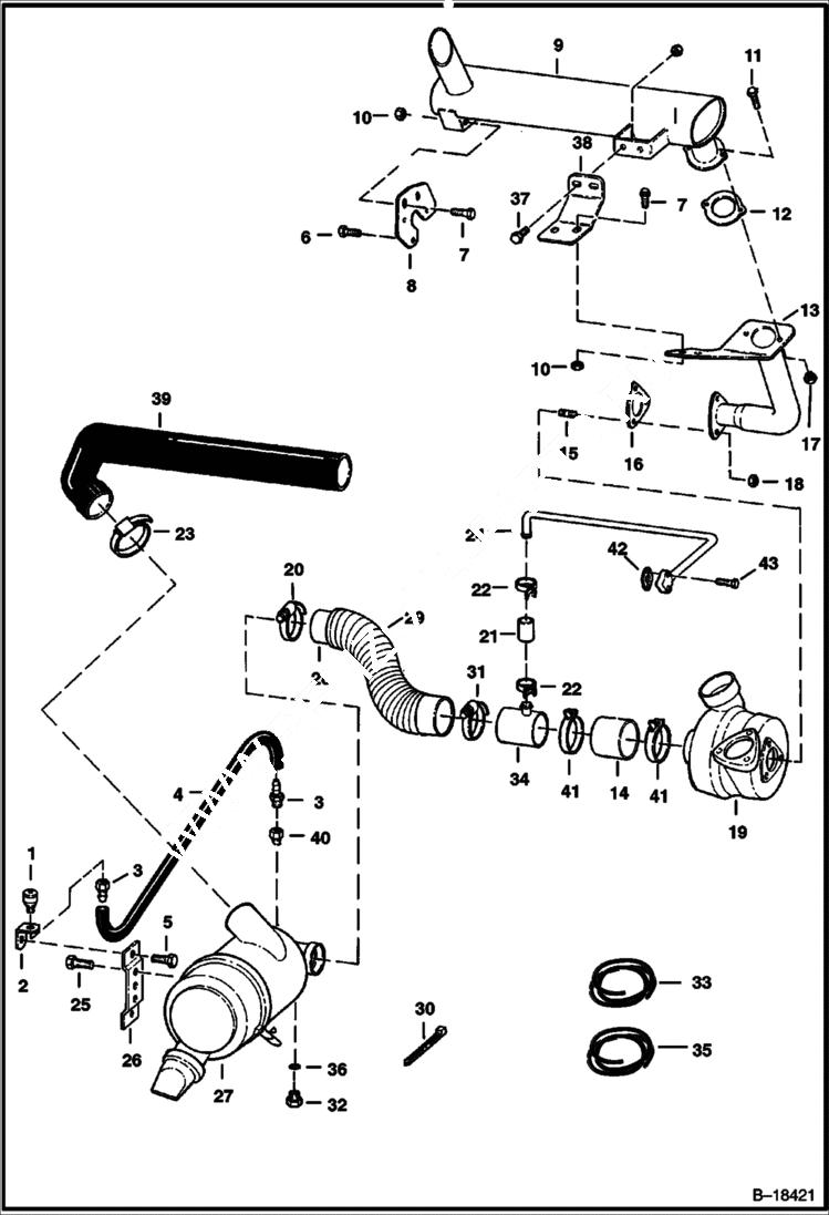 Схема запчастей Bobcat 800s - ENGINE & ATTACHING PARTS (Air Cleaner, Muffler) POWER UNIT