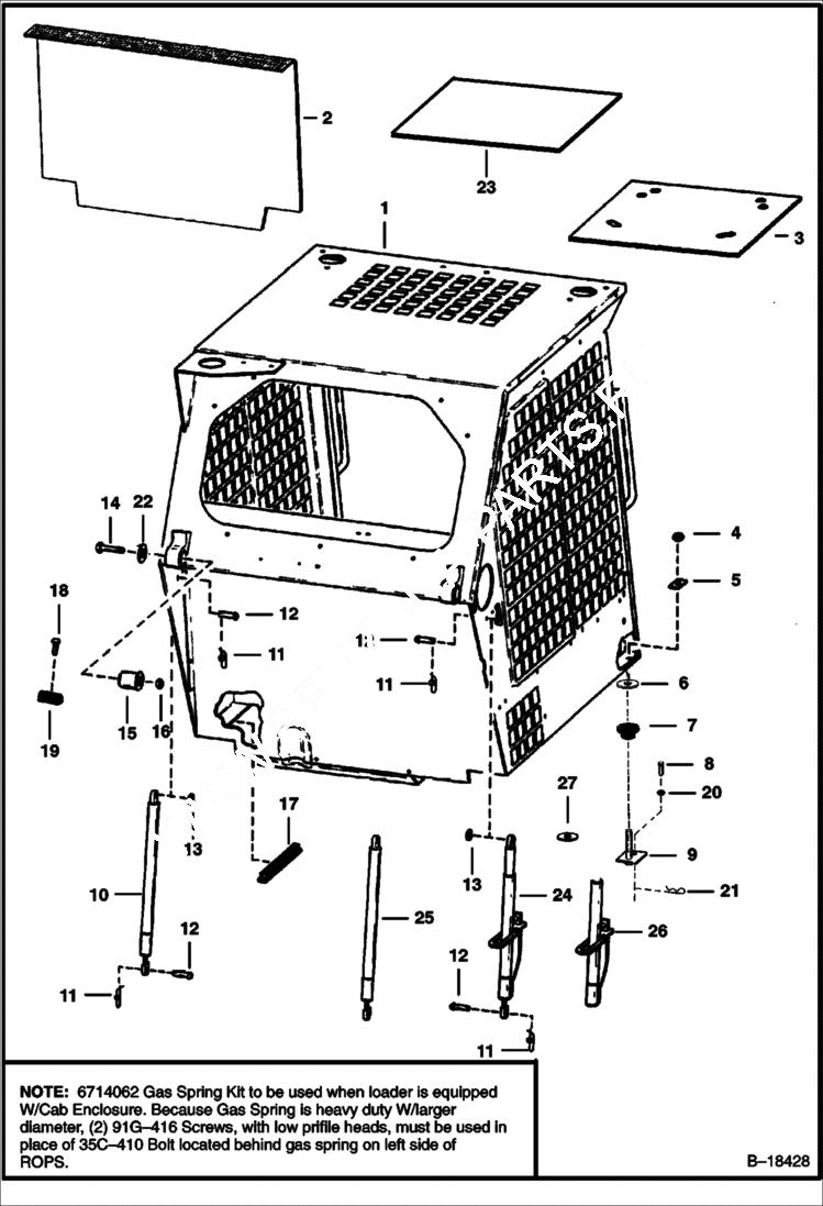 Схема запчастей Bobcat 800s - OPERATOR CAB MAIN FRAME