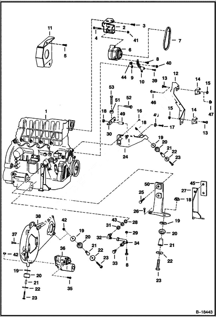 Схема запчастей Bobcat 800s - ENGINE & ATTACHING PARTS (Engine Mounts) POWER UNIT