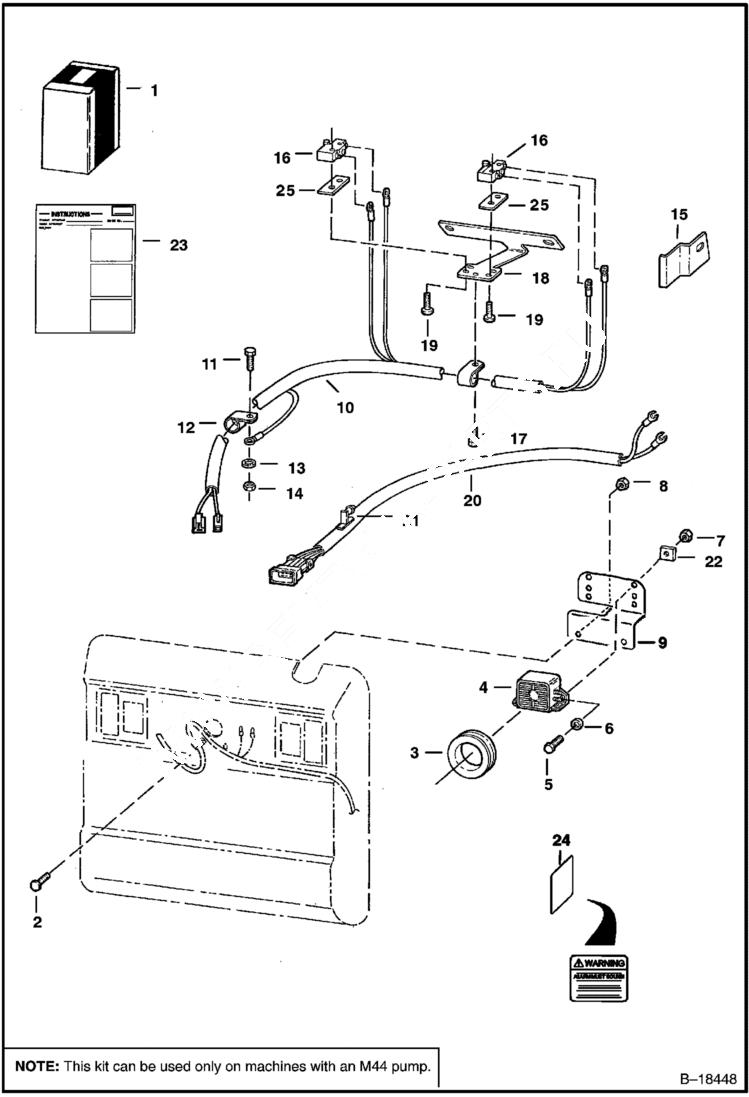 Схема запчастей Bobcat 800s - BACK-UP ALARM KIT (M44 Pump with Flat Bar Linkage) (S/N 5144 25001, 5145 25001, 5146 25001 & Above) ACCESSORIES & OPTIONS