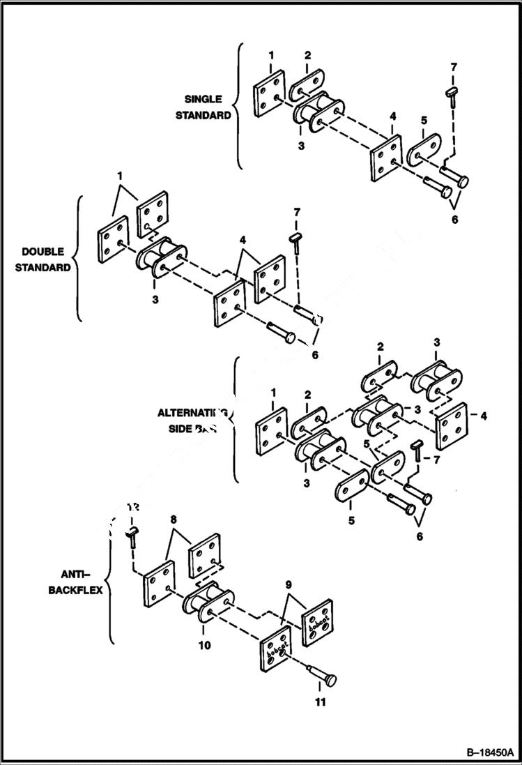 Схема запчастей Bobcat TRENCHERS - TRENCHER (Chain Repair Parts) (Rexnord - 50,8 mm (2.00)) (LT405) Loader