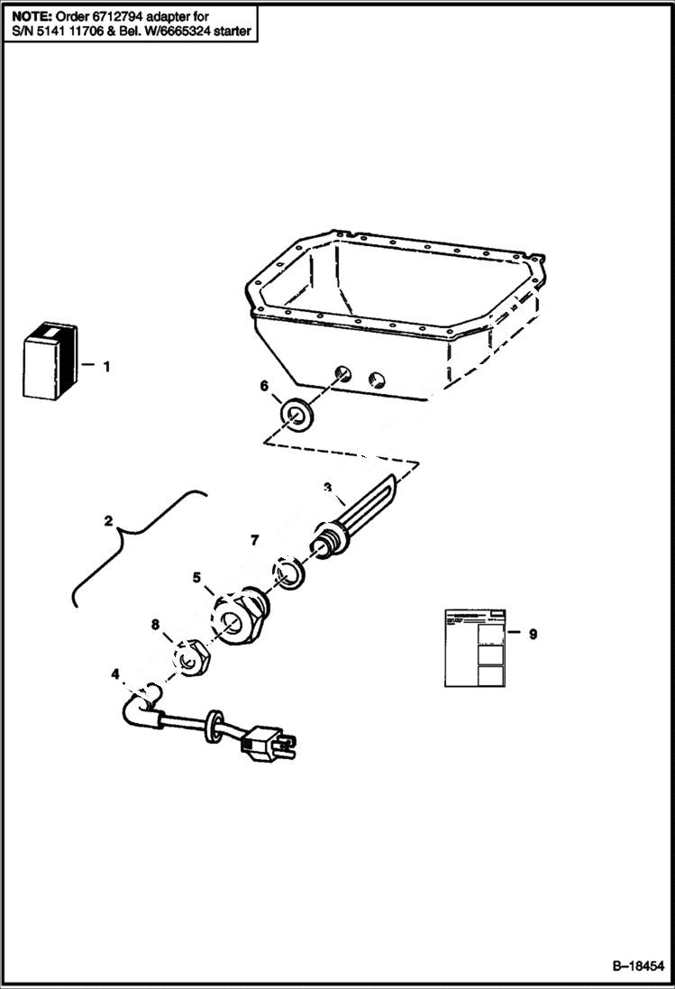 Схема запчастей Bobcat 800s - BLOCK HEATER (Oil Pan Installed) (120 Volt) ACCESSORIES & OPTIONS