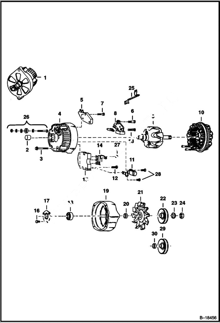 Схема запчастей Bobcat 600s - ALTERNATOR (Delco 1105070 or 1105422) (Open) ELECTRICAL SYSTEM