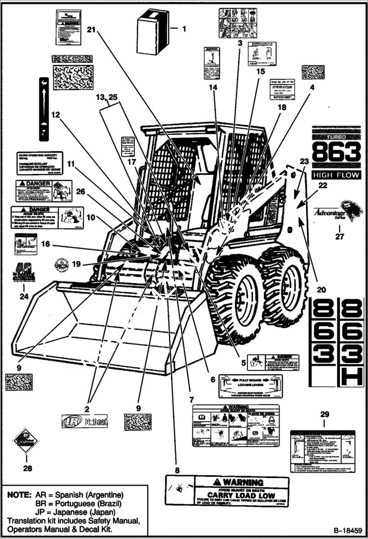 Схема запчастей Bobcat 800s - DECALS ACCESSORIES & OPTIONS