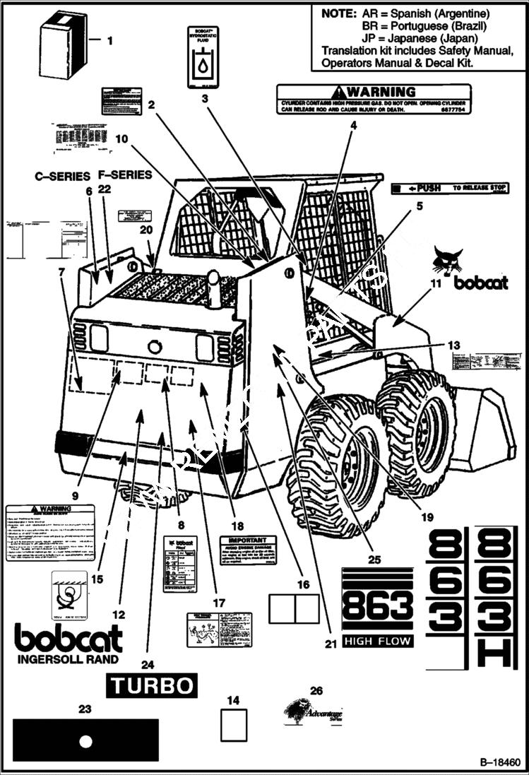 Схема запчастей Bobcat 800s - DECALS ACCESSORIES & OPTIONS