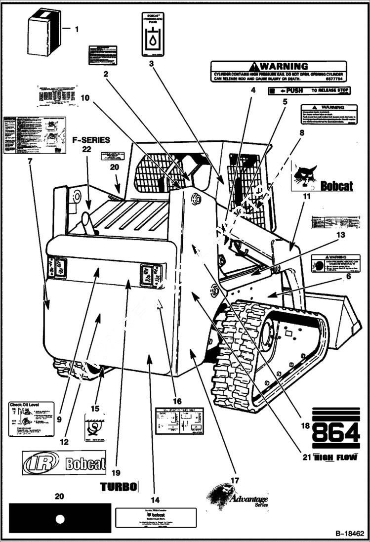 Схема запчастей Bobcat 800s - DECALS ACCESSORIES & OPTIONS