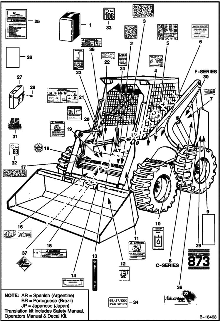 Схема запчастей Bobcat 800s - DECALS ACCESSORIES & OPTIONS