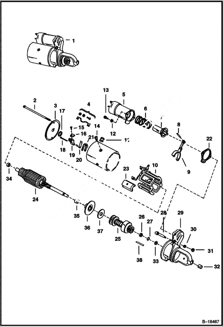 Схема запчастей Bobcat 700s - STARTER (Delco 1998339 & 1113598) ELECTRICAL SYSTEM