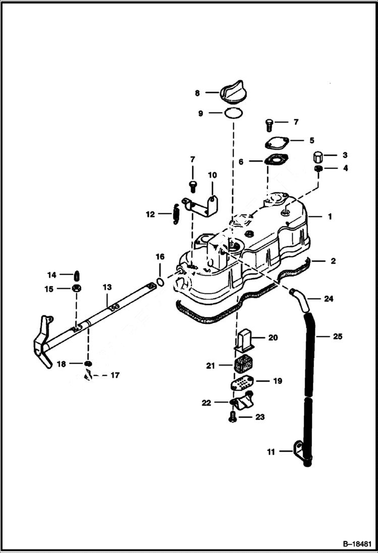 Схема запчастей Bobcat 600s - ROCKER ARM COVER POWER UNIT