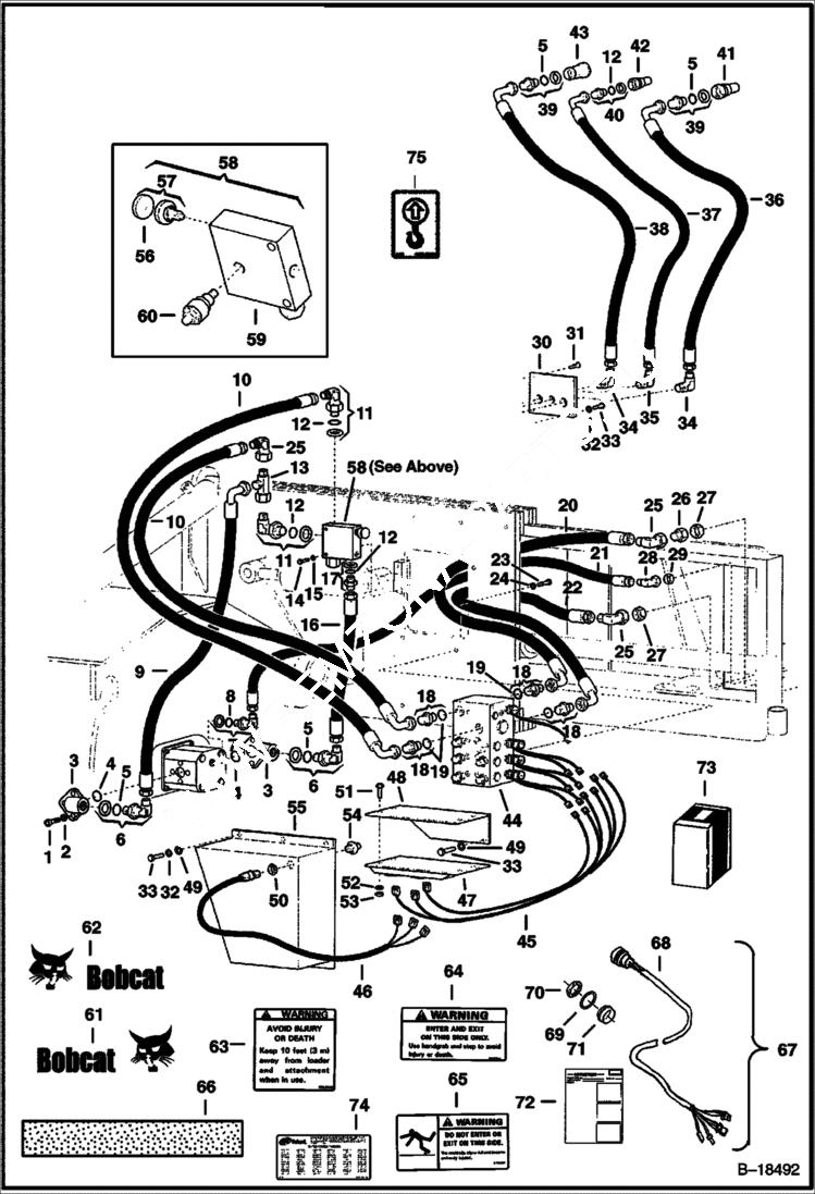 Схема запчастей Bobcat TRENCH COMPACTORS - TRENCH COMPACTOR (Hydraulic System) (991500101 & Above) Loader