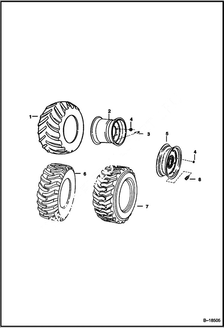 Схема запчастей Bobcat 800s - TIRES & RIMS ACCESSORIES & OPTIONS