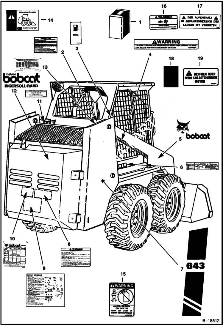 Схема запчастей Bobcat 600s - DECALS ACCESSORIES & OPTIONS