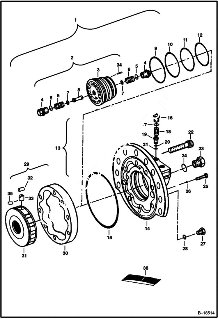 Схема запчастей Bobcat 800s - HYDROSTATIC MOTOR (S/N 5141 12409, 5142 12269 & Below) HYDROSTATIC SYSTEM